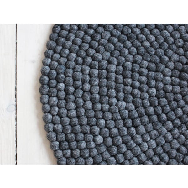 Antracīta pelēks vilnas bumbiņu paklājs Wooldot Ball Rugs, ⌀ 90 cm