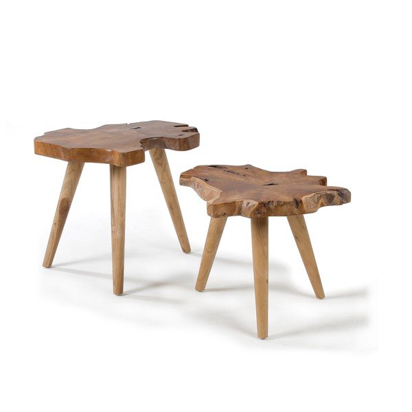 Tīkkoka masīvkoka sānu galdiņi (2 gab.) 50x60 cm Hattie – Kave Home