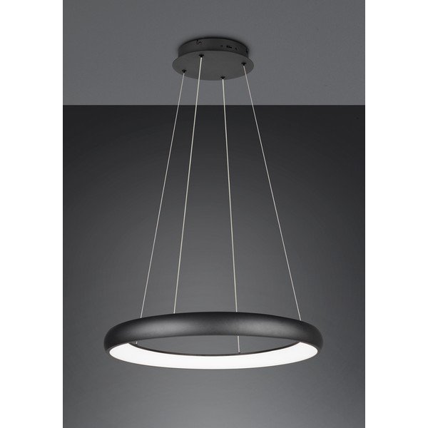 Melna LED piekaramā lampa ar regulējamu spilgtumu un metāla abažūru ø 75 cm Cardona – Trio-image-2