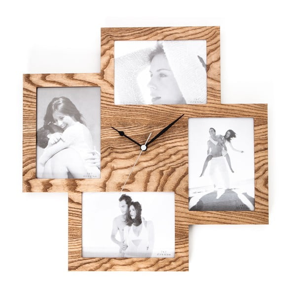 Koka sienas pulkstenis ar fotorāmīti Tomasucci Collage