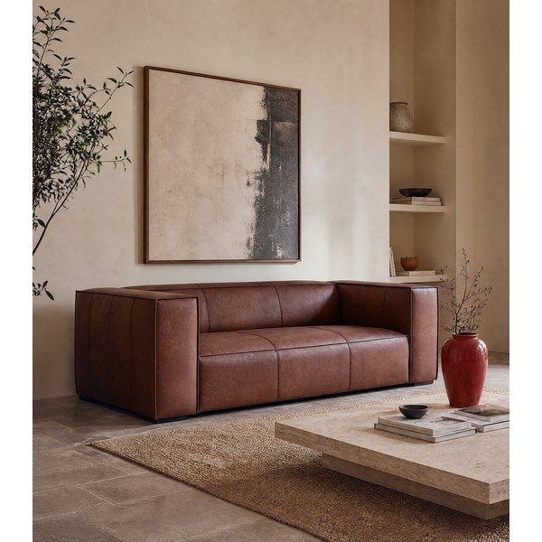Konjaka brūns ādas dīvāns 227 cm Madame – Windsor & Co Sofas-image-1