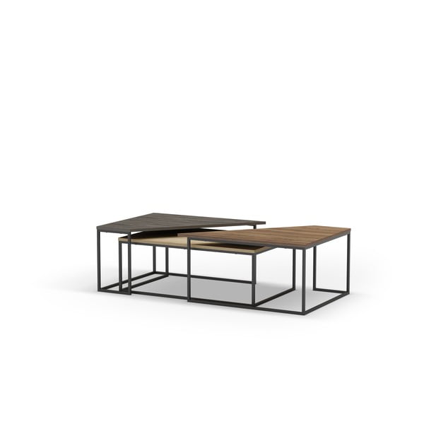 Dabīga toņa žurnālgaldiņi ar valrieksta koka imitācijas galda virsmu (3 gab.) 70x110 cm Titan – Marckeric-image-4