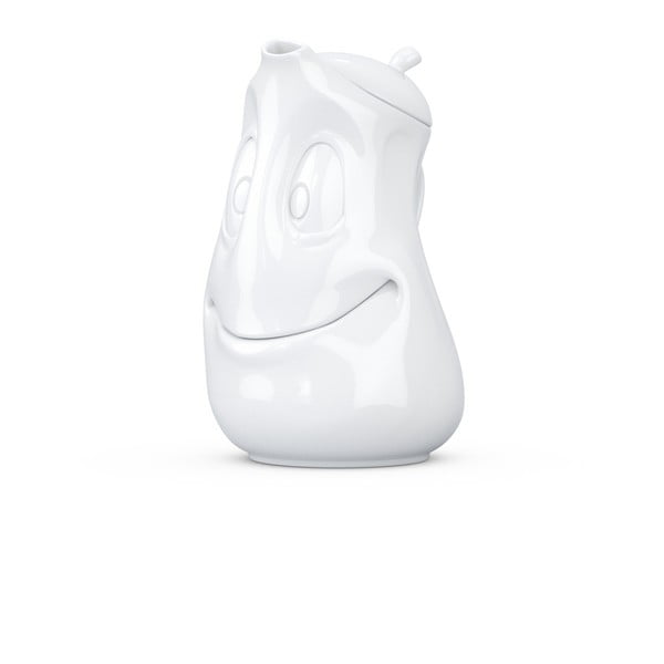 Balta porcelāna tējkanna ar smaidīgu seju 58products, tilpums 1200 ml-image-2