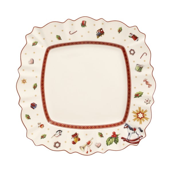Balts porcelāna šķīvis ar Ziemassvētku motīvu Villeroy & Boch, 28 x 28 cm