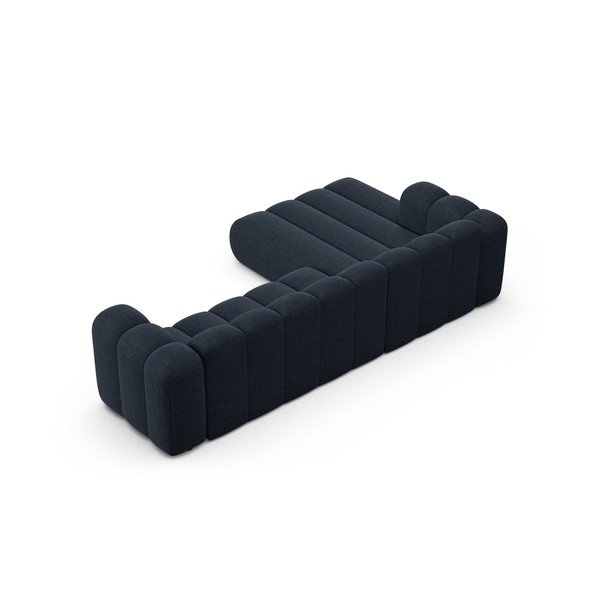 Tumši zils stūra dīvāns no šenila auduma (ar kreiso stūri/ar zvilni) Lupine – Micadoni -image-3