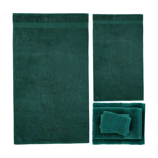 Tumši zaļi frotē kokvilnas dvieļi komplektā (6 gab.) Anti-Bacterial – Catherine Lansfield-image-2