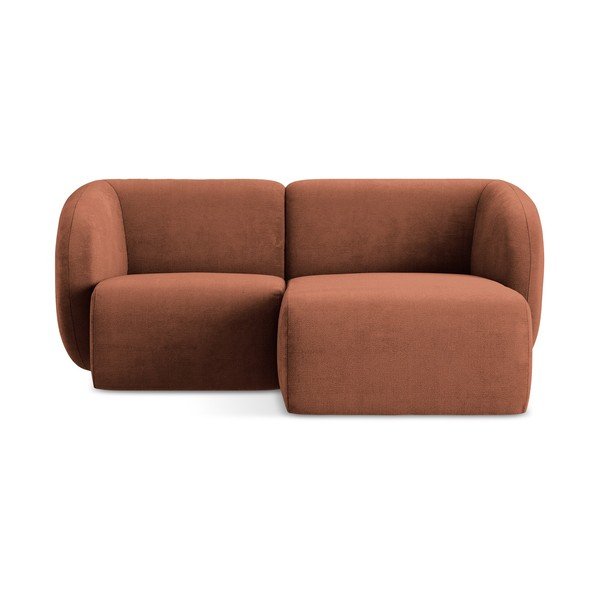 Terakotas oranžs stūra dīvāns no šenila auduma (ar labo stūri/ar zvilni) Lani – Makamii