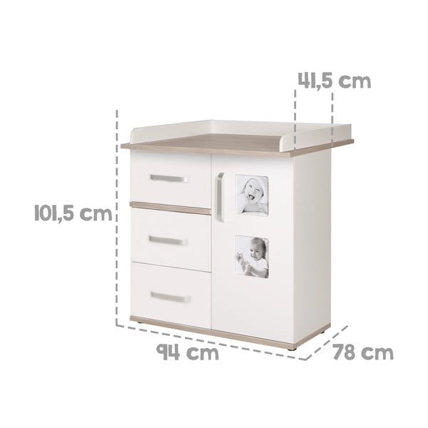 Balta augsta bērnu kumode ar gobas imitāciju 94x102 cm Moritz – Roba-image-1