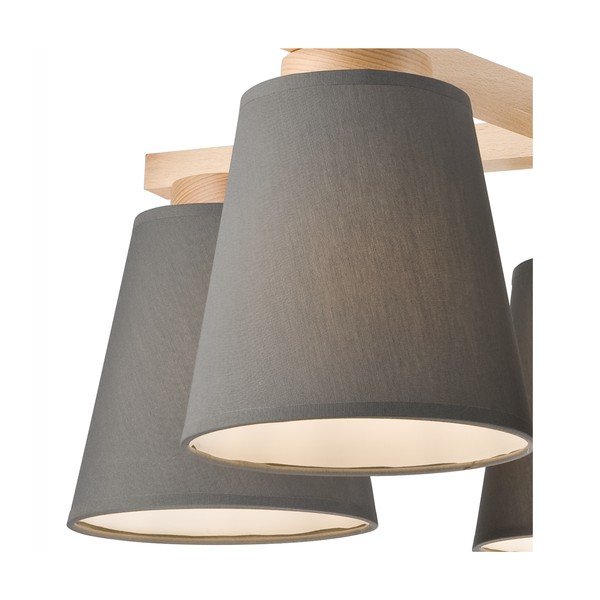 Pelēka griestu lampa ar auduma abažūru ø 15 cm Ellie – LAMKUR-image-3