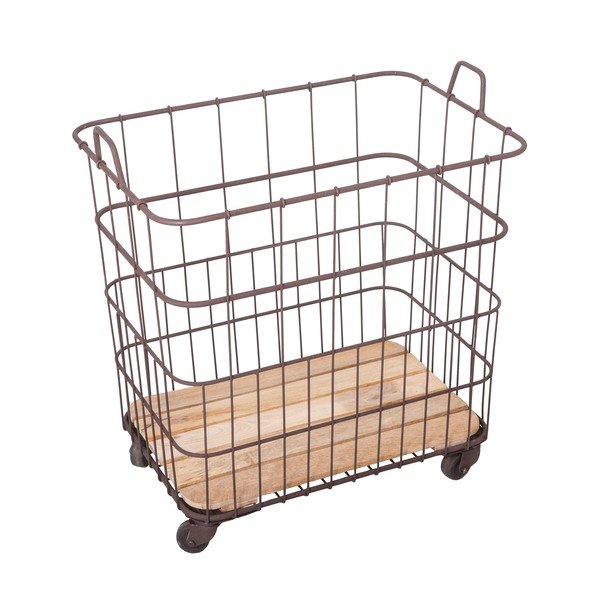 Metāla grozs ar mango koka elementiem Antic Line Panier, 58,5 x 40,5 cm