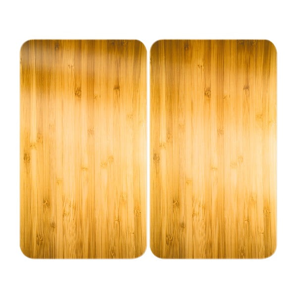 Rūdīta stikla plīts aizsargplāksnes (2 gab.) 52x30 cm Wooden – Maximex