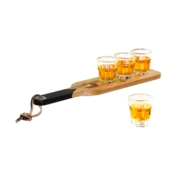 Koka servēšanas dēlis un 4 glāzes šāvienu Gentlemen's Hardware-image-3