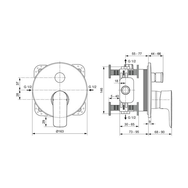 Antracīta pelēks jaucējkrāns vannai/iebūvēts Connect Air – Ideal Standard-image-2