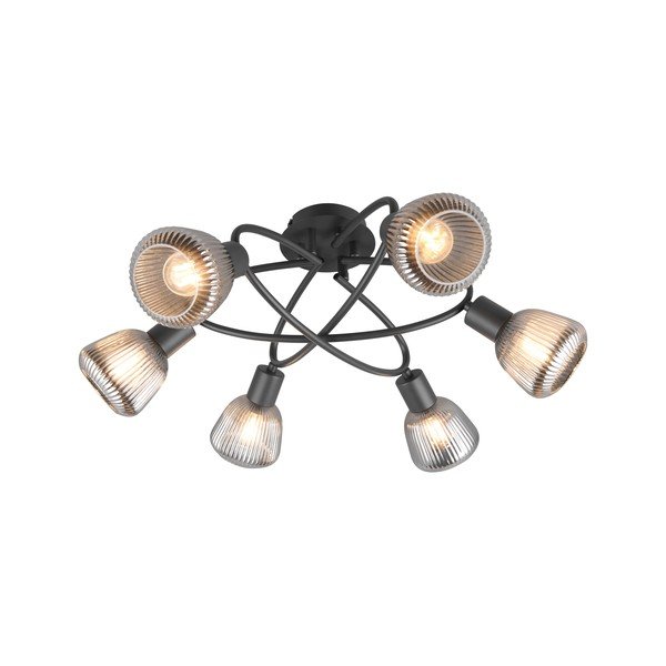 Melna griestu lampa ar stikla abažūru Tarifa – Trio-image-2