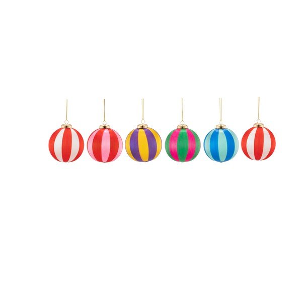 Tekstila Ziemassvētku eglītes bumbiņas (6 gab.) 23,5 cm Yarn Stripe – Sass & Belle