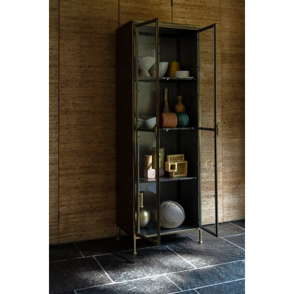 Zelta krāsas metāla vitrīna 64x184 cm Gertlush – Dutchbone-image-1