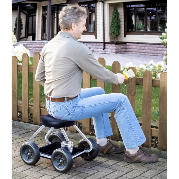 Melna/pelēka dārza taburete Secura – Maximex-image-2