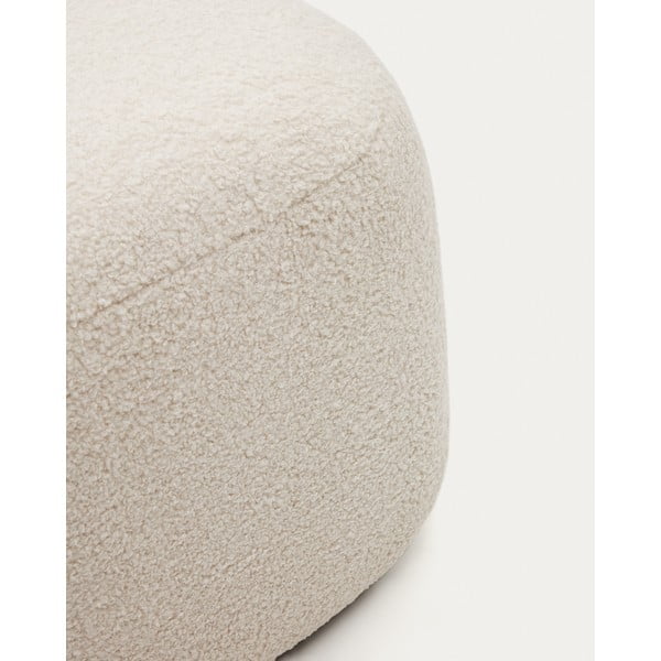 Krēmkrāsas pufs no buklē auduma Martina – Kave Home-image-1