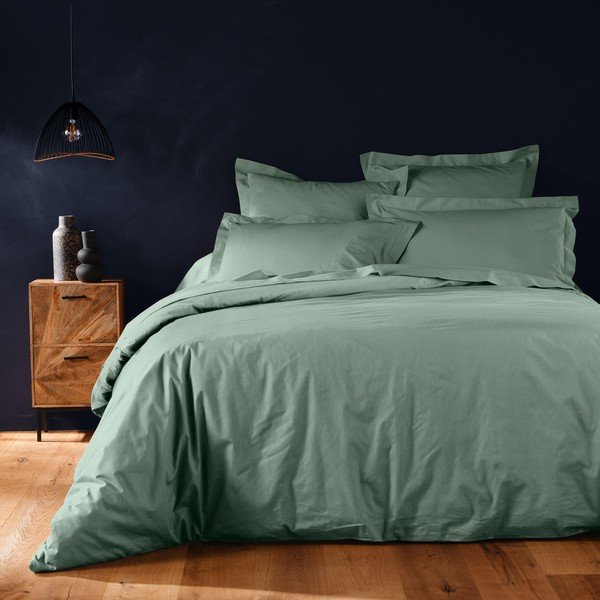 Zaļš divguļamais/īpaši garš kokvilnas segas pārvalks 240x220 cm Lina – douceur d'intérieur-image-1