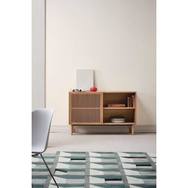 Dabīga toņa skapītis ar oškoka imitāciju ar bīdāmām durvīm 124x80x45 cm Sion – Jotex-image-1