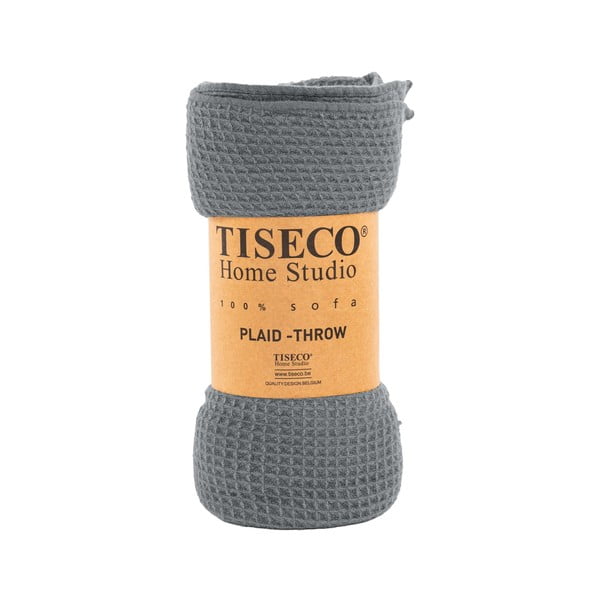 Pelēks pleds Tiseco Home Studio Mini Waffle, 130 x 170 cm