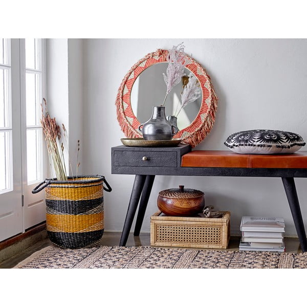 Melns ar bēšu dekoratīvais spilvens Bloomingville Mandala, ø 36 cm-image-1