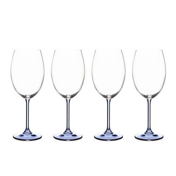 4 vīna glāžu komplekts no zila kristāla stikla Bitz Fluidum, 450 ml