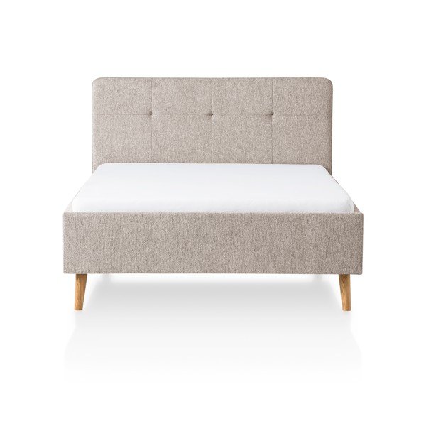 Pelēka/brūna polsterēta divvietīga gulta bez režģa 140x200 cm Smart – Meise Möbel-image-3