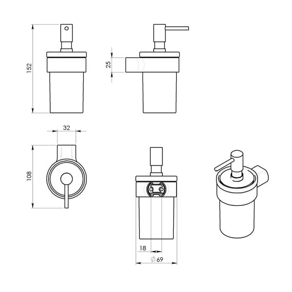 Balts/zelta krāsas stikla sienas ziepju dozators 110 ml Gedy Pirenei – Sapho-image-2