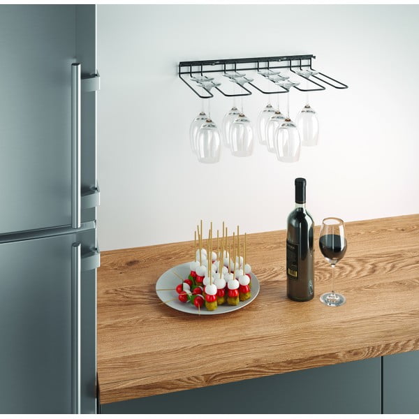 Melns sienas vīna glāžu turētājs Metaltex Wine Glass-image-1