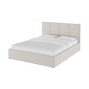 Bēša polsterēta divvietīga gulta ar veļas kasti ar redelēm 180x200 cm Bufo Bed – MESONICA