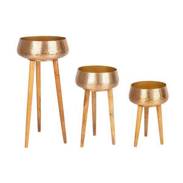 Metāla ar rokām radīti puķu poda apvalki (3 gab.) ø 37,5 cm Varanasi – Bizzotto