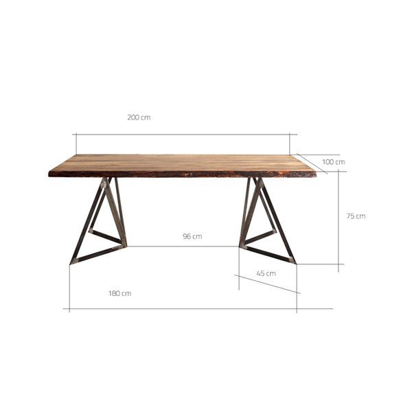 Ēdamgalds ar priedes koka virsmu Custom Form Sherwood, 200 x 100 cm-image-2