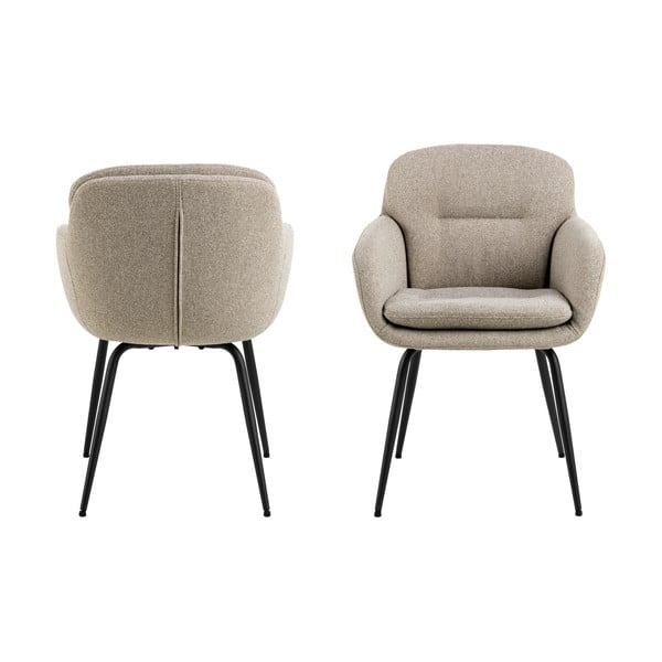 Bēšs polsterēts ēdamistabas krēsls ar roku balstiem Dora – Actona-image-4