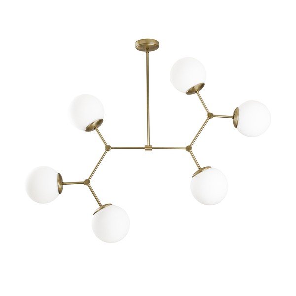 Balta/misiņa krāsas piekaramā lampa ar stikla abažūru Damar – Opviq lights-image-2