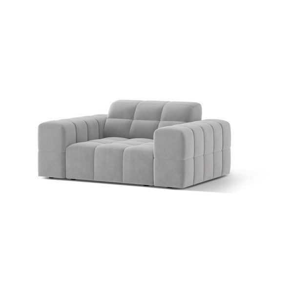 Gaiši pelēks samta atpūtas krēsls Chicago – Cosmopolitan Design-image-1