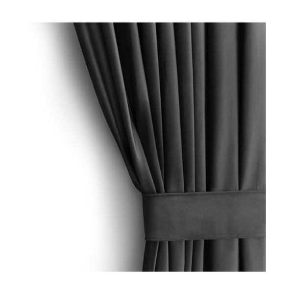 Pelēks samta daļēji gaismu necaurlaidīgs aizkars 140x270 cm – Restilo-image-3