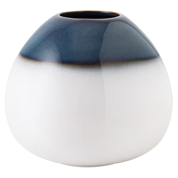 Zili balta keramikas vāze Villeroy & Boch Like Lave, augstums 13 cm