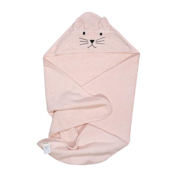 Rozā kokvilnas bērnu dvielis ar kapuci Kindsgut Rabbit-image-2