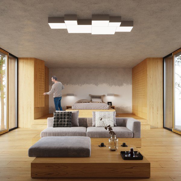 Pelēka griestu lampa 25x25 cm Mitra – Sollux-image-4