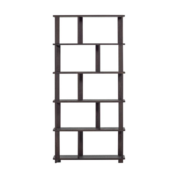 Tumši brūns ozola masīvkoka grāmatplaukts 90x186x30 cm Riss – WOOOD