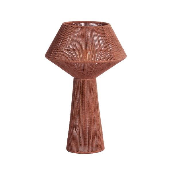 Sarkana galda lampa ar džutas abažūru (augstums 47 cm) Fugia – Light & Living