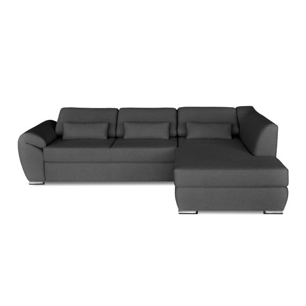 Tumši pelēka stūra dīvāns-guļamā gulta Windsor & Co. Dīvāni Epsilon, labais stūris