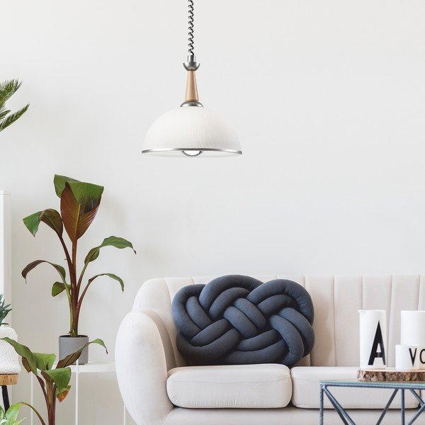Sudraba krāsas/dabīga toņa piekaramā lampa ar stikla abažūru ø 30 cm Ciara – LAMKUR-image-1