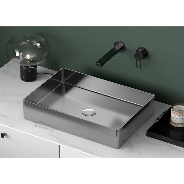 Sudraba krāsas nerūsējošā tērauda izlietne 50x35 cm Aurum – Sapho-image-1