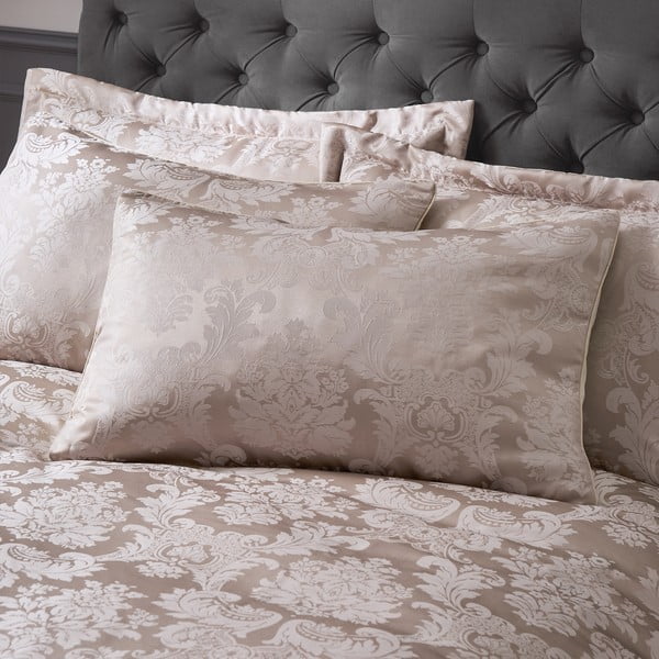 Bēša divguļamā damasta gultas veļa 230x220 cm Damask Jacquard – Catherine Lansfield-image-2