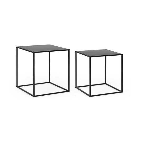 Melni metāla žurnālgaldiņi (2 gab.) 38x38 cm Alrik – Yes Everyday-image-3