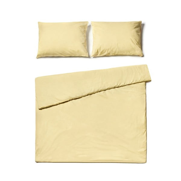 Vaniļas dzeltena divguļamā kokvilnas gultasveļa Bonami Selection, 200 x 200 cm