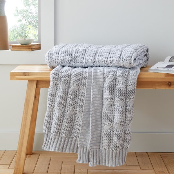 Pelēks adīts pleds 130x170 cm Chunky Marl Knit – Catherine Lansfield