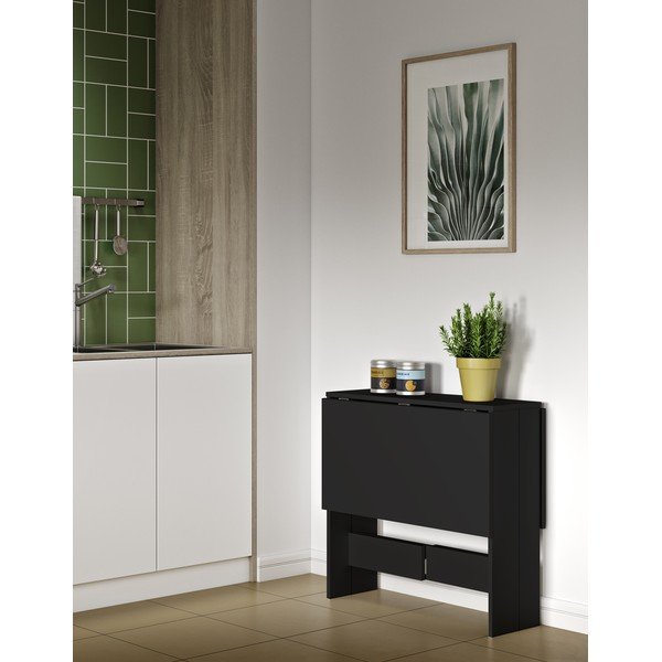 Izvelkams ēdamgalds ar melnu galda virsmu 76x28 cm Papillon – TemaHome-image-1